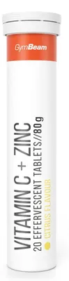 Produktbild von GymBeam - Vitamin C+Zink Brausetabletten, 12 x 20 Tabletten, Zitrusfrucht