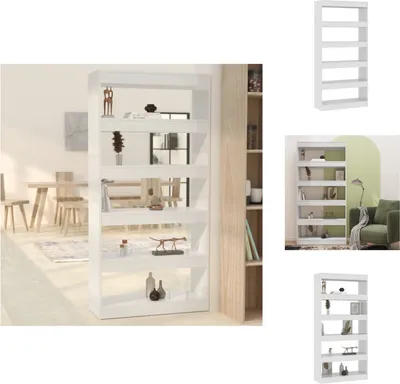 Produktbild von vidaXL Bücherregal/Raumteiler Hochglanz-Weiß 80x30x166cm Holzwerkstoff -  Bücherregale & Bücherschränke