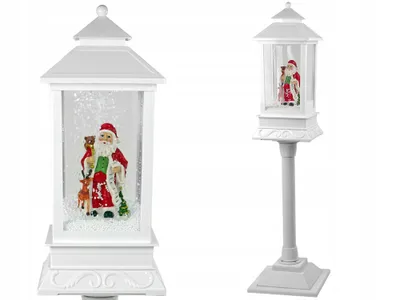 Image de LEAN Toys Lanterne enneigée avec Père Noël et musique, blanc