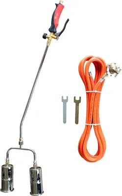 Image de Chalumeau à gaz 2 Bruleurs Ø 60 mm Turbo + Détendeur gaz 4.0 bar Tuyau 5m INTEC