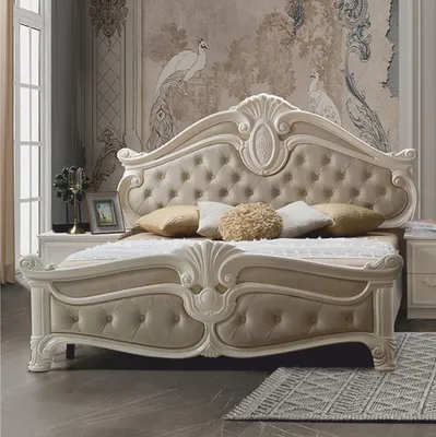 Produktbild von Casa Padrino Luxus Barock Doppelbett Creme - Prunkvolle Barock Schlafzimmer Möbel