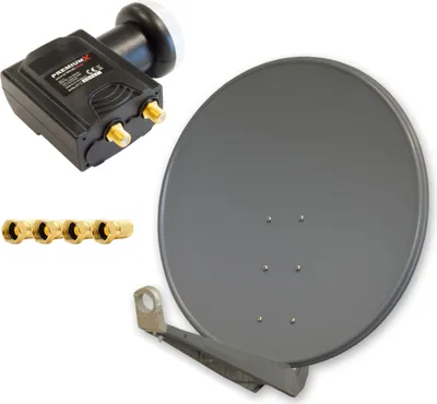 Produktbild von PremiumX DELUXE100 Satellitenantenne 100 cm Alu Anthrazit DELUXE Twin LNB 4x F-Stecker