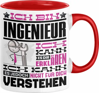 Produktbild von Ingenieur Geschenk Tasse Geschenkidee für Ingenieur Geburtstag Lustiger Spruch Ich Bin Ingenieur Ich Kann Es Dir Erklären Aber Nicht Für Dich Verstehen (Rot)