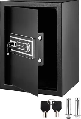 Image de Coffre-fort numérique ignifuge et étanche – 60 L – Serrure électronique avec empreinte digitale, combinaison numérique ou clé – Pour la maison et le bureau – Noir