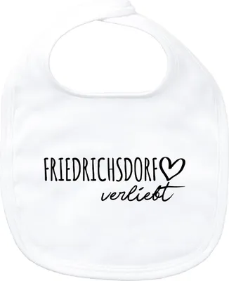 Produktbild von Huuraa Baby Lätzchen Friedrichsdorf verliebt White Klettverschluss  Baumwolle Latz Geschenkidee