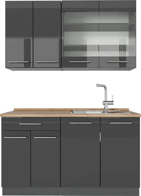 Obrázek produktu pro Jednotková kuchyně Vicco Fame-Line Antracitový vysoký lesk 140 cm , PD Dub, Model 57294