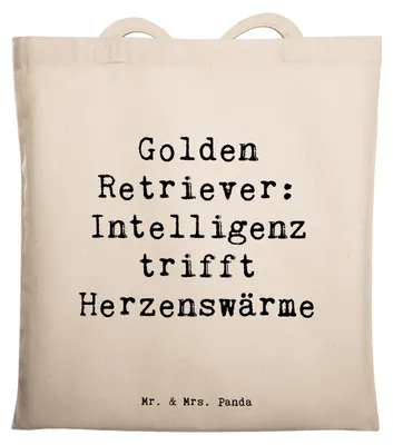 Produktbild von Mr. & Mrs. Panda Tote Bag Spruch Golden Retriever Liebe - Transparent - Geschenk, Hunderassen, Tasche, Haustierliebe, Jutebeutel, Hunde, Laptoptasche, Schultasche