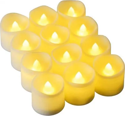 Obrázek produktu pro Dekorativní LED svíčky – 12 ks – s časovačem – pohyblivý plamen – čajové svíčky – blikající plamen – 3,5 x 3,5 cm