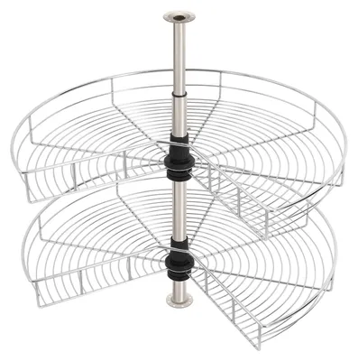 Produktbild von Eckschrank Küchenregal - 2-stöckiger Karussellkorb - 270° drehbar - Höhenverstellbar 54,4–77 cm - Ø 71 cm - 8 kg Tragkraft je Korb - Silber