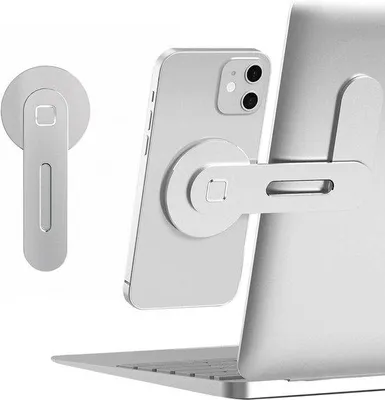 Image de Support pour ordinateur portable en aluminium avec pochette magnétique pour iPhone et tous les smartphones