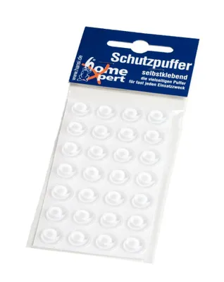 Produktbild von Home Xpert 28er Pack Schutzpuffer, Anschlagpuffer, Möbelpuffer, Anschlagdämpfer, Elastikpuffer, flach, transparent, selbstklebend, Ø 12 mm, Höhe 1,5 m