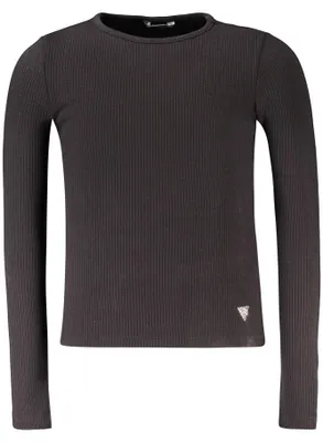 Produktbild von Mädchen Langarmshirt Schwarz: Rundhals mit Strassdesign und Logo