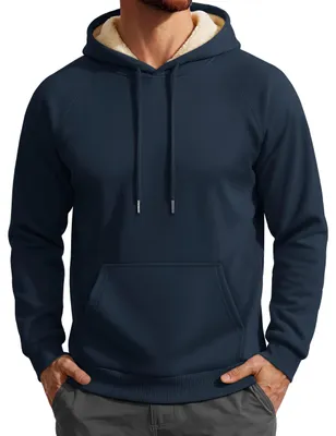 Immagine prodotto di Elzusha - Felpa con cappuccio in stile sherpa, ideale per l'inverno, con tasca a marsupio
