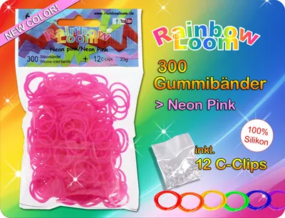 Produktbild von Rainbow Loom / 300 Gummibänder + 12 Clips / Farbe: neon-pink