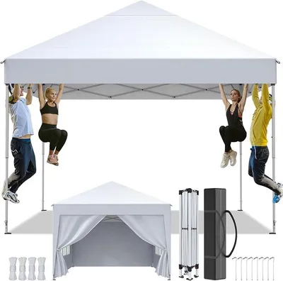 Produktbild von Pavillon 3x3m?Faltpavillon Wasserdicht?Winterfest?UV Schutz 50+?Stabil?Höhenverstellbar?Gartenpavillon mit 4 Seitenwänden?Tragtasche?Faltbar Partyzelt Gartenzelt für Outdoor Garten Party,Weiß