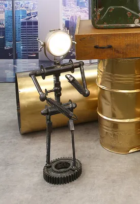 Produktbild von Gilde Tischleuchte, "Roboter", Robotermotiv, Eisen, schwarz, VE 1, L. 20 cm, B. 30 cm, H. 82 cm 84050