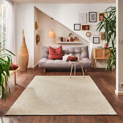 Produktbild von Steffensmeier Handwebteppich Walchsee | Wolle (Schurwolle), Natur, handgewebt, Größe: 70x130 cm Wohnzimmer und Schlafzimmer