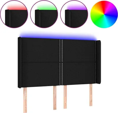 Obrázek produktu pro vidaXL LED čelní deska černá 147x16x118/128 cm Látka