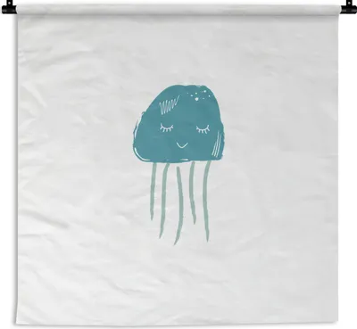 Produktbild von MuchoWow® Wandteppich Wandbehang Pastell - Qualle - Illustration 150x150 cm Tapisserie Dekoration Wandtuch - Wohnaccessoires - Modernes