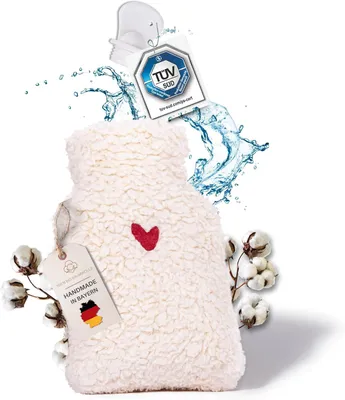 Productafbeelding van Knuffelbare warmwaterkruik TEDDY met hoes van superzacht, 100% biologisch katoen, handgemaakt in Duitsland, lekvrij, geurloos en pijnverlichtend
