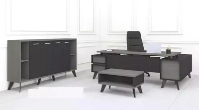 Produktbild von Arbeitszimmer Büro Möbel Schreibtisch Couchtisch Luxus Aktenschrank 3tlg Set