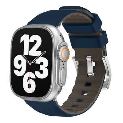 Obrázek produktu pro Pro Apple Watch SE 2023 44mm Dvoubarevný silikonový sportovní náramek Náhradní pásek na ruku Dark Blue