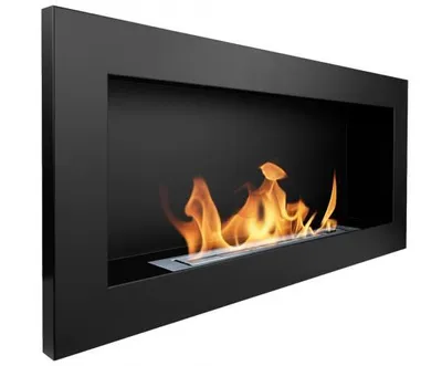 Image de Cheminée au bioéthanol Nice-House 900x400mm bioCheminée noire sans verre, à encastrer dans le mur ou à suspendre au mur