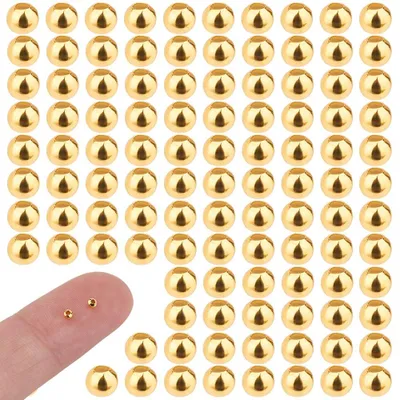 Runde 925 Sterling Silberperlen, 24K vergoldet, 2 mm, 120 Stück