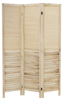 Imagen del producto de Pantalla divisoria de 3 paneles, madera natural, 170x121 cm, plegable, para dormitorio