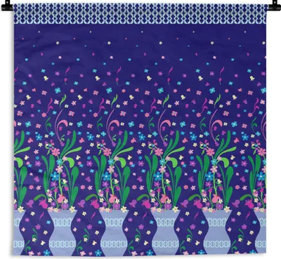 Produktbild von MuchoWow® Wandteppich Wandbehang Blumen - Muster - Frühling 60x60 cm Tapisserie Dekoration Wandtuch - Dekorationen - Wand Decke