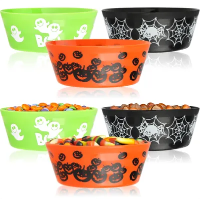 Produktbild von com-four® 6x Snackschale Halloween - Schalenset für verpackte Süßigkeiten - Snack-Teller aus Kunststoff - Party-Geschirr für Halloween und Motto-Party