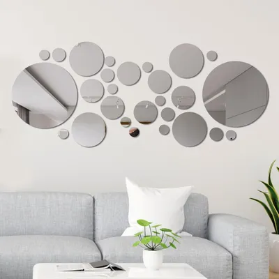 Image de Autocollants en acrylique pour miroir, adhésifs, 32 pièces, différentes tailles, décoration murale 3D pour salon