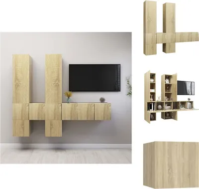 Image de vidaXL Ensemble de 7 meubles TV Chêne Sonoma Matériau dérivé du bois - Meuble TV