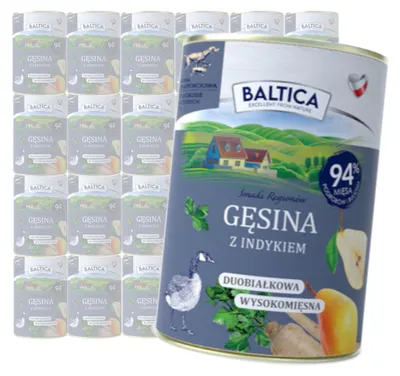 Produktbild von Baltica Gänsefleisch mit Pute 24x400g Duoprotein Getreidefrei Nassfutter für Hunde