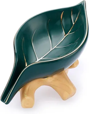 Immagine prodotto di Portasapone in Vetroceramica a forma di foglia, verde, autoportante