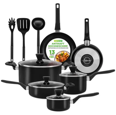 Produktbild von NutriChef Topf und Pfannenset, 13 Teilig- Kochgeschirr Set, Cookware Set- mit du