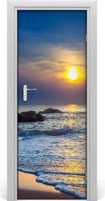 Produktbild von Tulup Türaufkleber 75x205 cm Dekorative Aufkleber Selbstklebend Wasserdichte Tapete Abnehmbar Schlafzimmer Wohnzimmer Wohnkultur - Sonnenuntergang am Strand