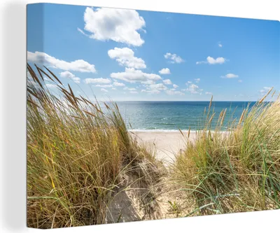 Obrázok produktu pre OneMillionCanvasses® - Maľba na plátne - Obraz na plátne Nástenná maľba na plátne - Duny - tráva - more - pláž - 150x100cm - Fotografia na plátne -