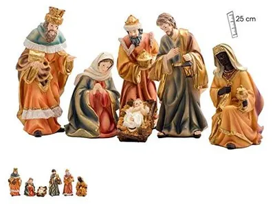 Krippenfiguren aus Kunstharz, 25 cm, 6 Stück