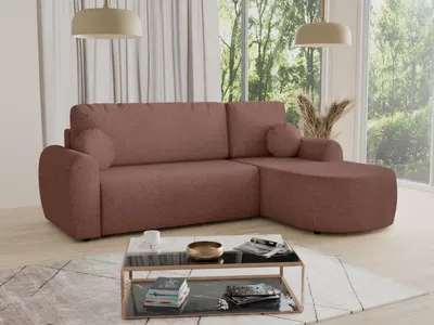 Produktbild von Ecksofa Jazz mit Schlaffunktion und Bettkasten - Bouclé-Stoff - L-Form Couch, Polstersofa, Schlafsofa, Sofagarnitur, Bettsofa (Rosa (Coral 45), Ecksofa Rechts)
