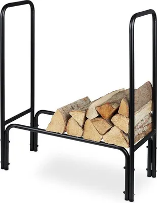 Immagine prodotto di Porta legna in metallo 85x72x30 cm, nero, per interni ed esterni