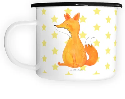 Produktbild von Mr. & Mrs. Panda Emaille Tasse Einhorn Fuchs - Weiß - Geschenk, Einhörner, Fuchshörnchen, Teetasse, Füchse, Deko, Haferl, Unicorns, Große, Reisebecher, Pott