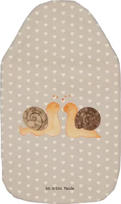 Produktbild von Mr. & Mrs. Panda Wärmflasche Schnecken Liebe - Grau Pastell - Geschenk, glücklich, Wärmekissen, Wärmflaschen, Zufrieden, heißwasserbeutel, Verliebt, bettwärmflasche, Paar