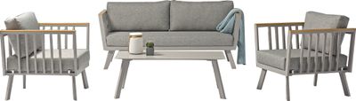 acamp Gartenlounge Gondola grau Teakfarben,grau 4tlg. Aluminium