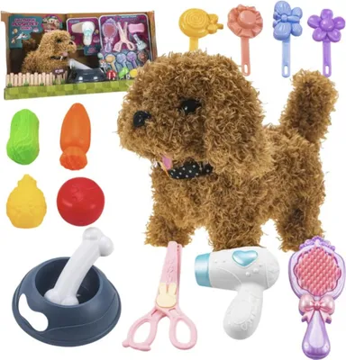 Produktbild von Kinderspielzeug - Hund - interaktives Set - laufendes Plüschtier - Braun - Spielzeug - ideal als Geschenk