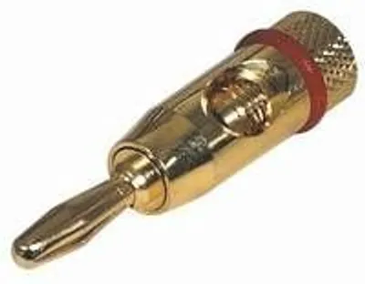 Produktbild von Bananenstecker aus Metall, goldfarben, schraubbar, schwarz