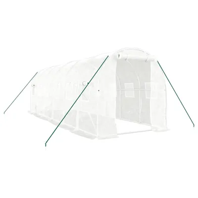 Produktbild von vidaXL Gewächshaus mit Stahlrahmen Weiß 12 m² 6x2x2 m