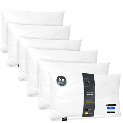 Produktbild von LILENO HOME Kopfkissen 40x70 cm [6er Set] als Kissen-Füllung - Bett oder Deko Kissen mit Reißverschluss zum Anpassen - Waschbar bis 95° - Sofa-Kissen & Zierkissen für Couch / Bett
