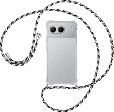 Produktbild von Handykette Backcover-Schutzhülle mit Band (Metall silberfarben) für OnePlus Nord 4 5G - schwarz/grau/weiß