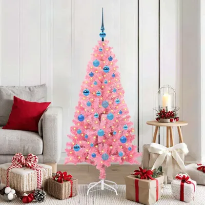 Zdjęcie produktu dla Maison Exclusive – choinka bożonarodzeniowa z 150 diodami LED i stojakiem, różowa, 150 cm, PVC